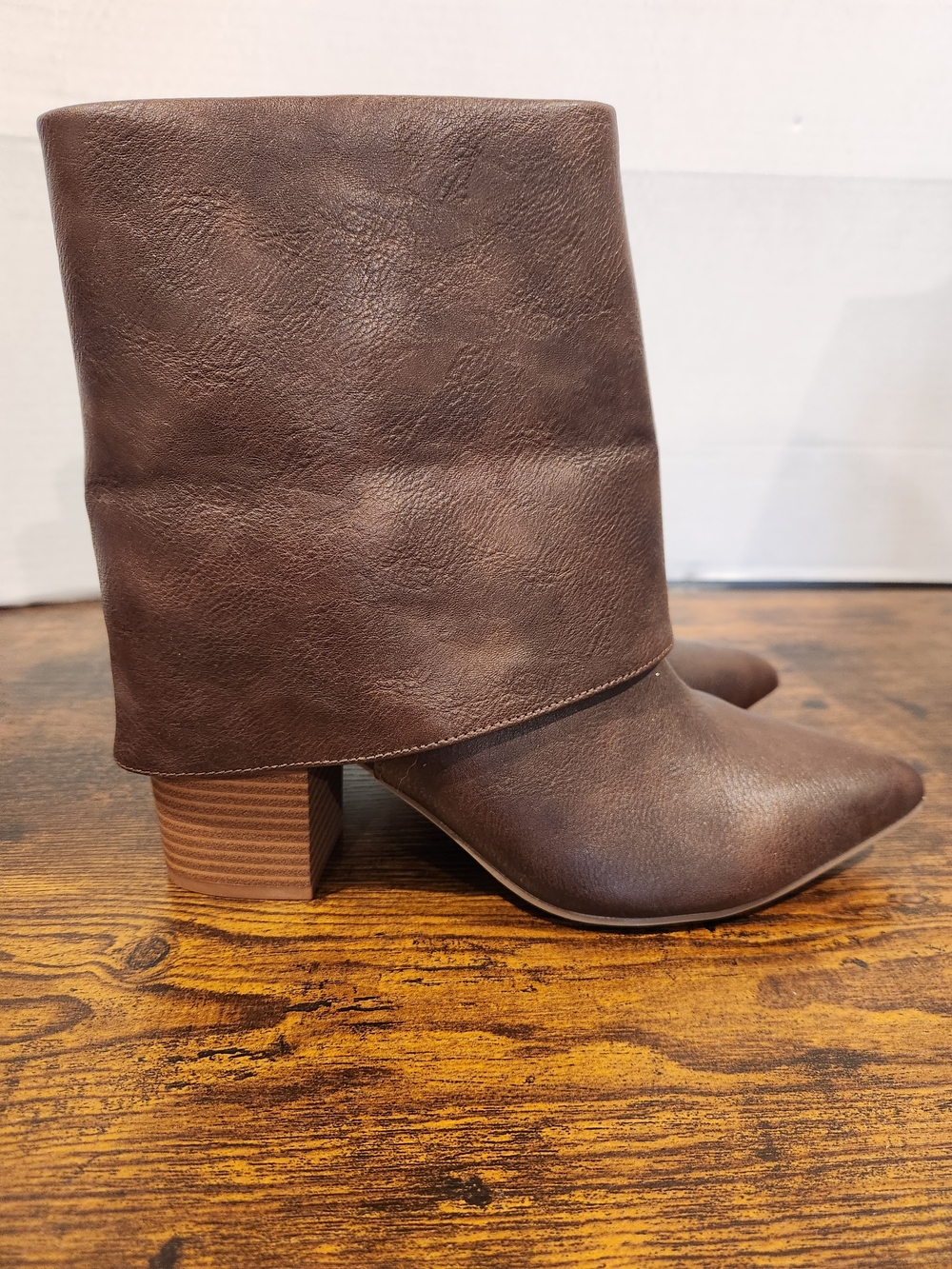 Kohl's Brown Fold-Over Block Heel Ankle Booties